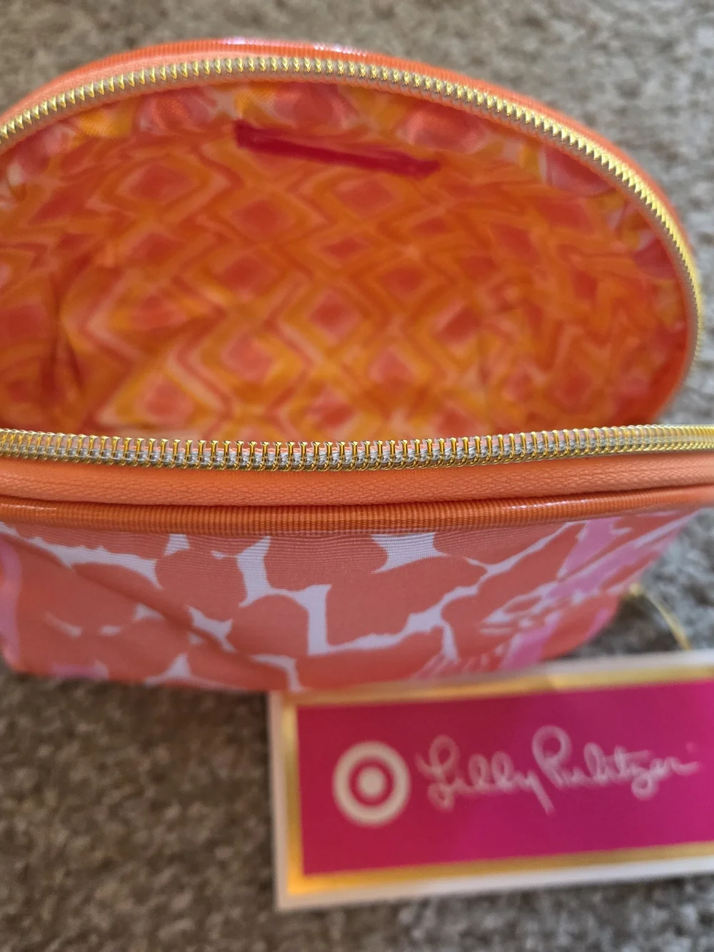Lilly Pulitzer X Target Coral & Pink Giraffe-Print Travel Make Up Pouch Bag